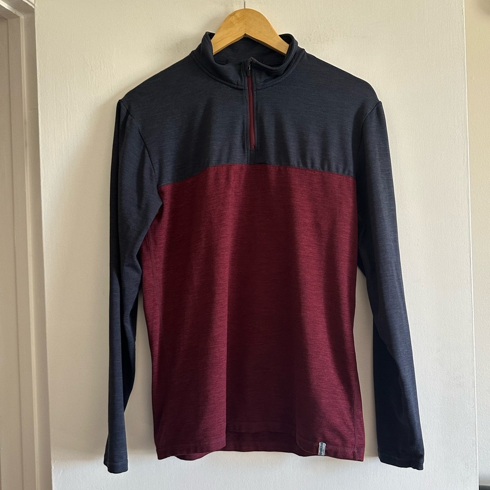 Marine Layer Weekend Sport Navy/Maroon Long Sleeve Quarter Zip Long Sleeve